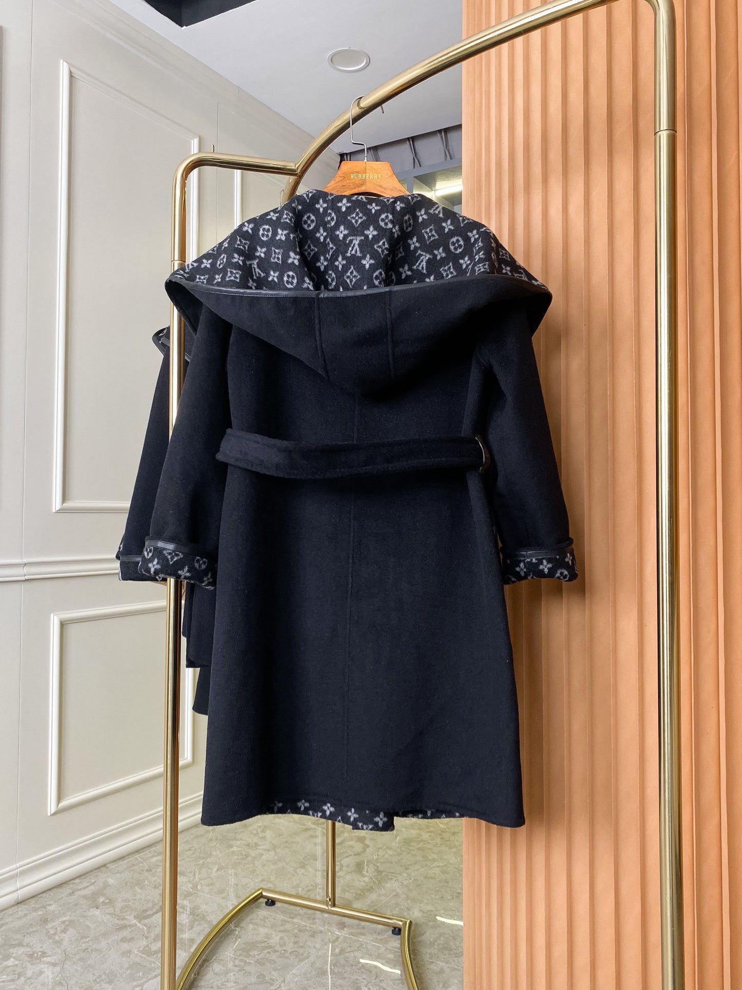 New luxury fashion classic Monogram small flower hooded cashmere coat
