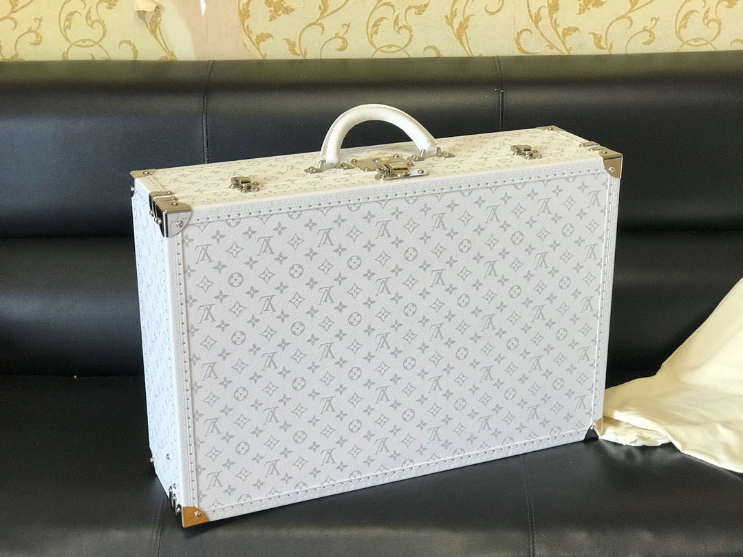 Luxury White Monogram Hard Trunk Set | 5 Sizes for Display & Storage