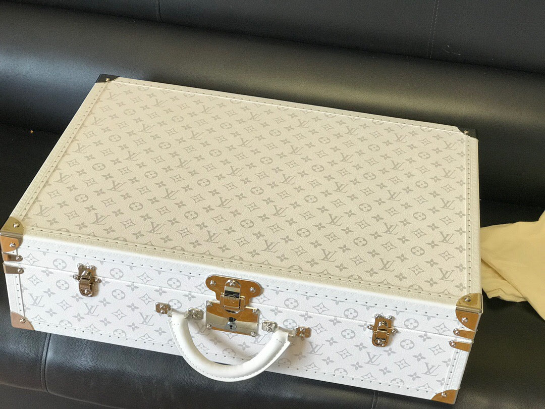 Luxury White Monogram Hard Trunk Set | 5 Sizes for Display & Storage