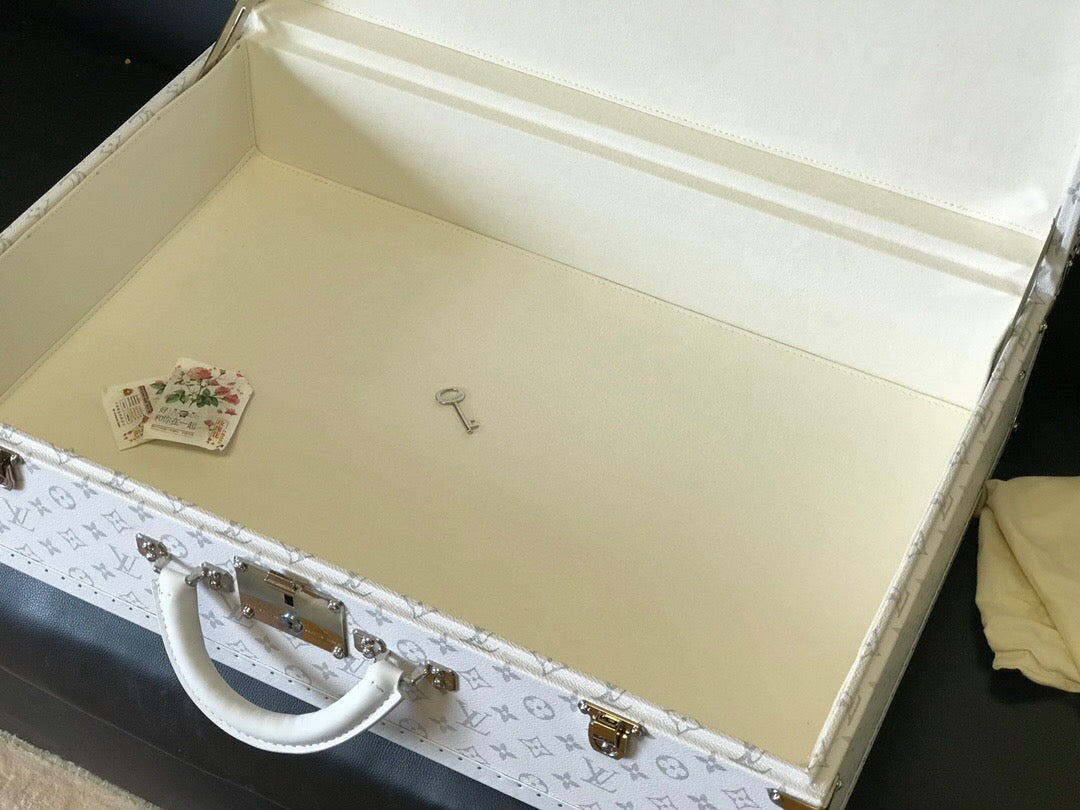 Luxury White Monogram Hard Trunk Set | 5 Sizes for Display & Storage
