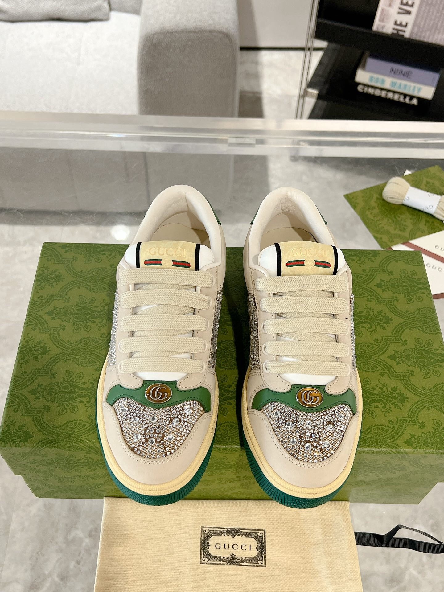 New luxury  fashion Women's GG crystal Screener sneaker