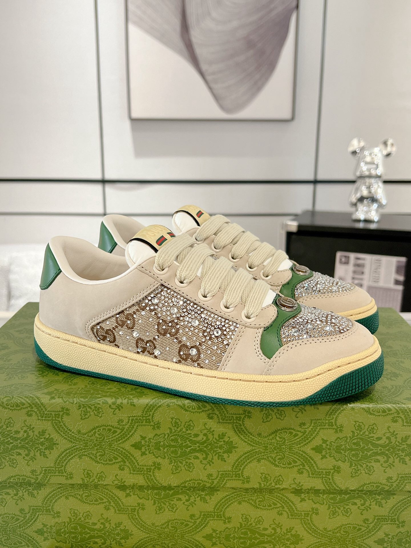 New luxury  fashion Women's GG crystal Screener sneaker