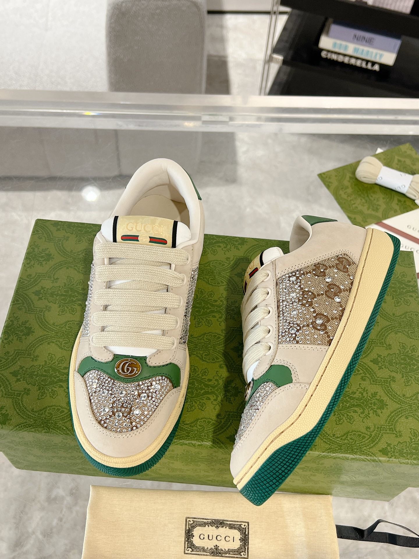 New luxury  fashion Women's GG crystal Screener sneaker