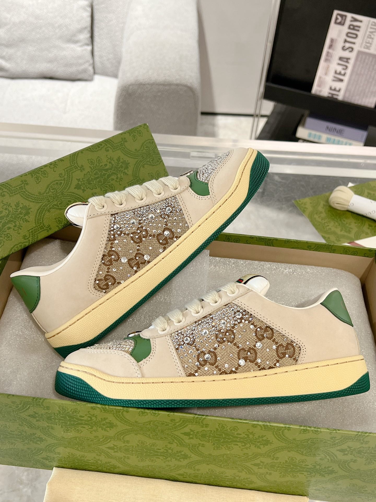 New luxury  fashion Women's GG crystal Screener sneaker