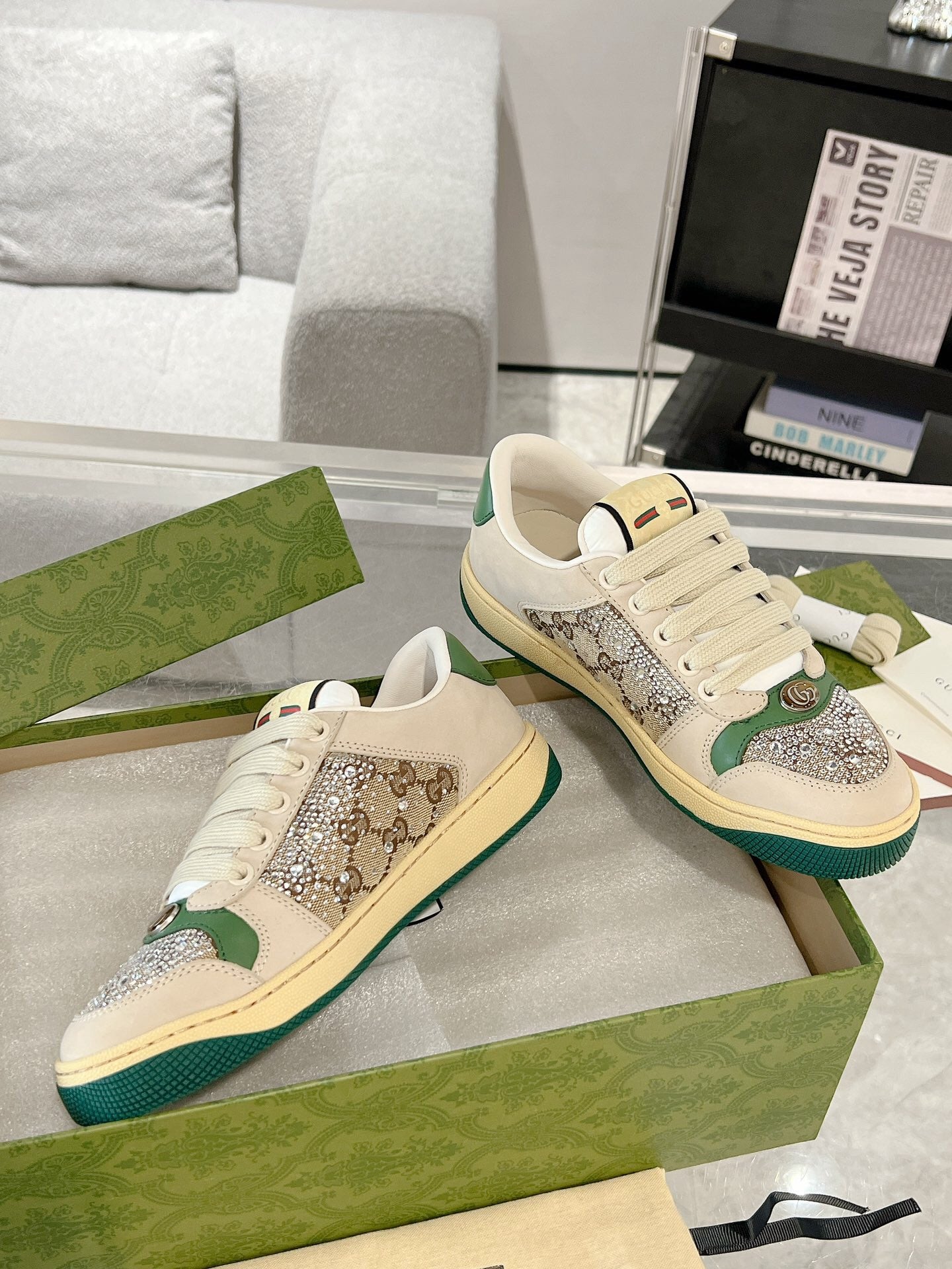 New luxury  fashion Women's GG crystal Screener sneaker