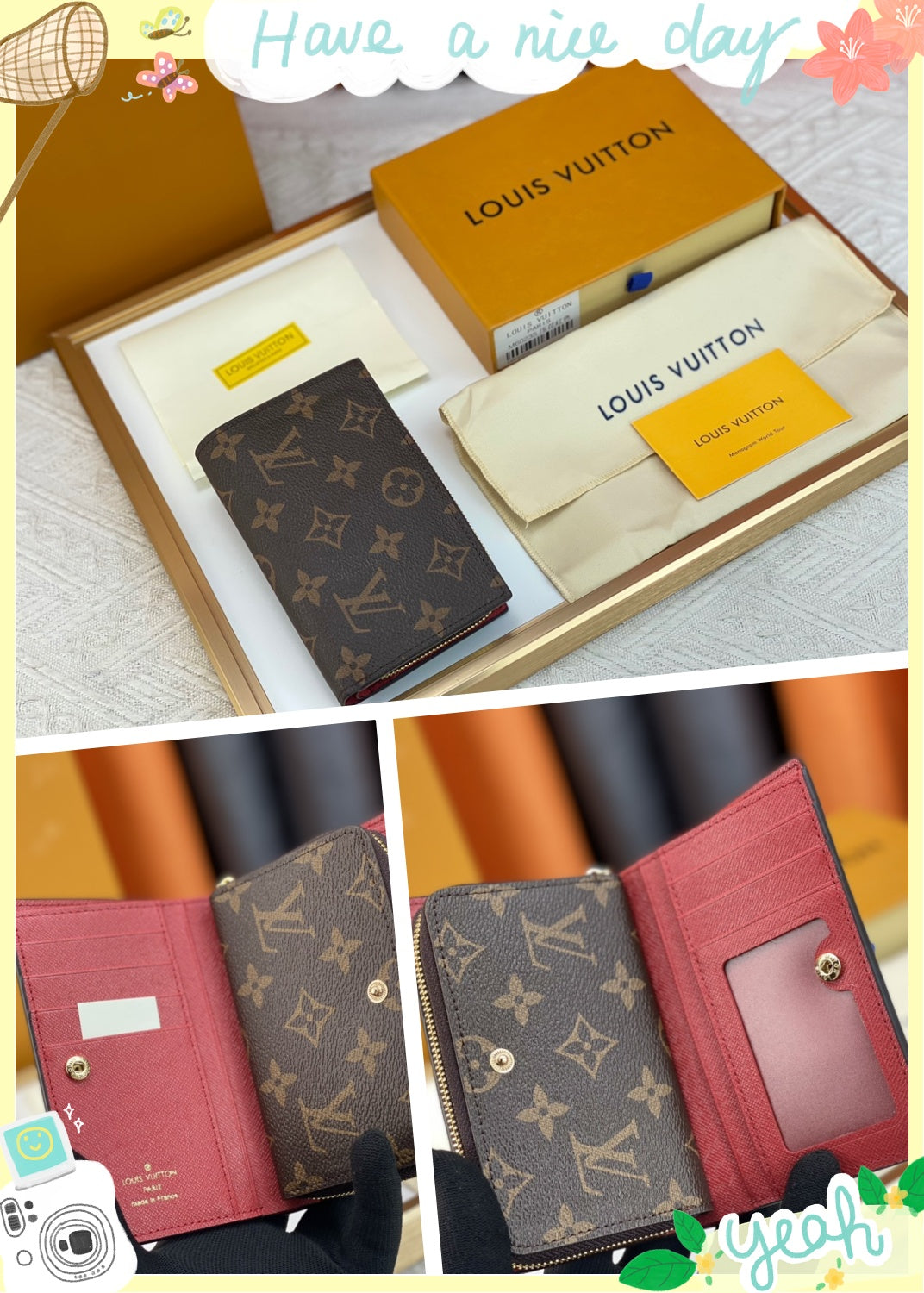 New fashion trend Porte Monaie women's short top layer cowhide classic vintage card bag for women