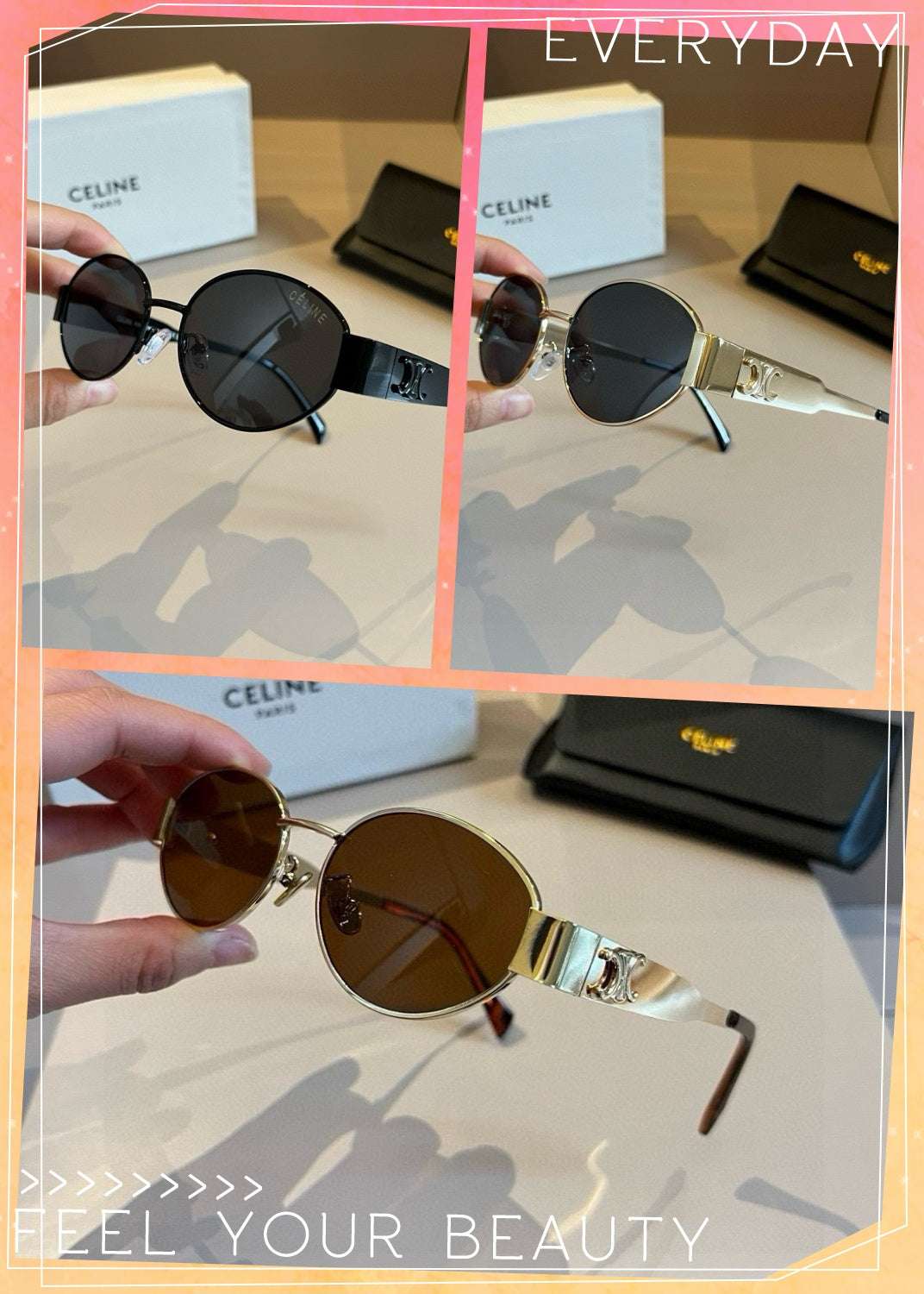 New Celine retro low-key and durable small round frame sunglasses