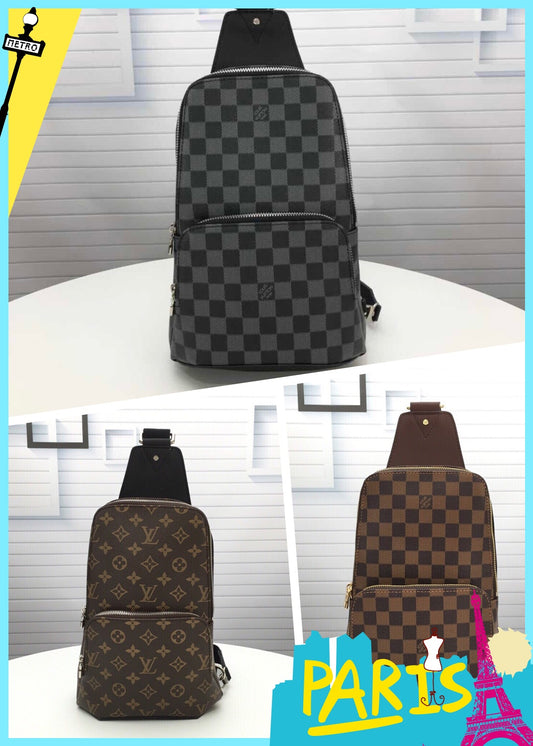 New fashion trend casual men's bag versatile AVENUE checkerboard waist bag chest bag shoulder bag shoulder crossbody bag