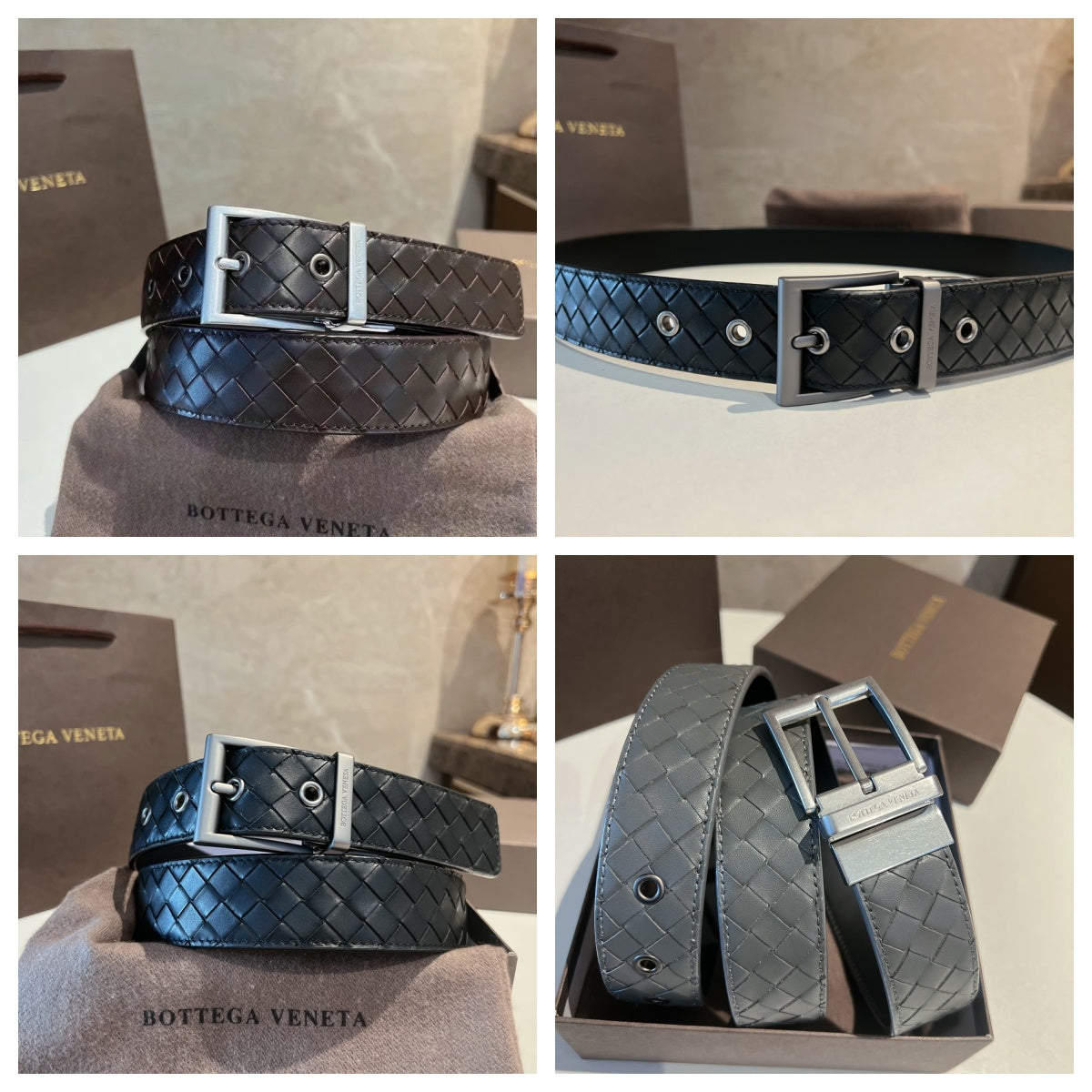 New BV trendy versatile diamond woven men's leather needle buckle belt