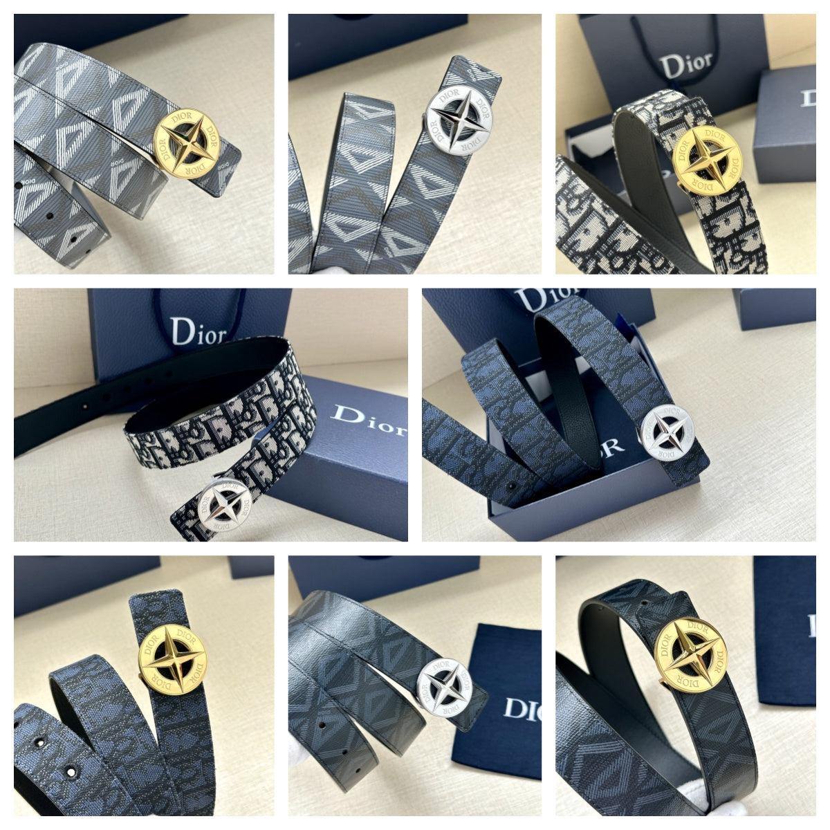 FW new metal emblem round buckle logo fashionable retro print double-sided waist casual smooth buckle waist belt for men