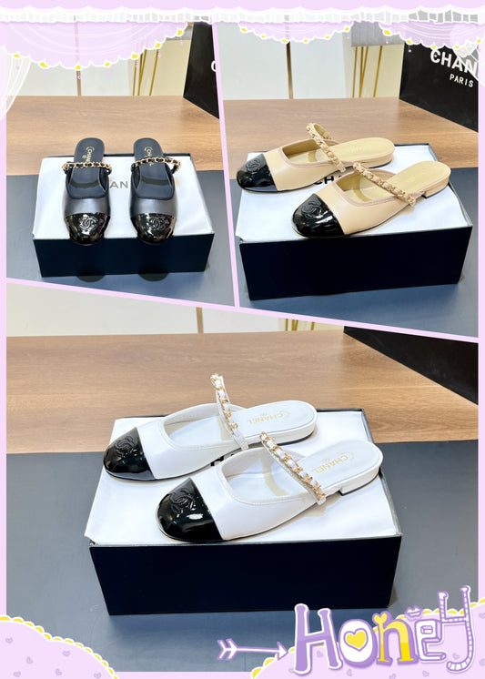 New luxury fashion Double C "logo" Versatile Mary Jane Chain Single Shoes