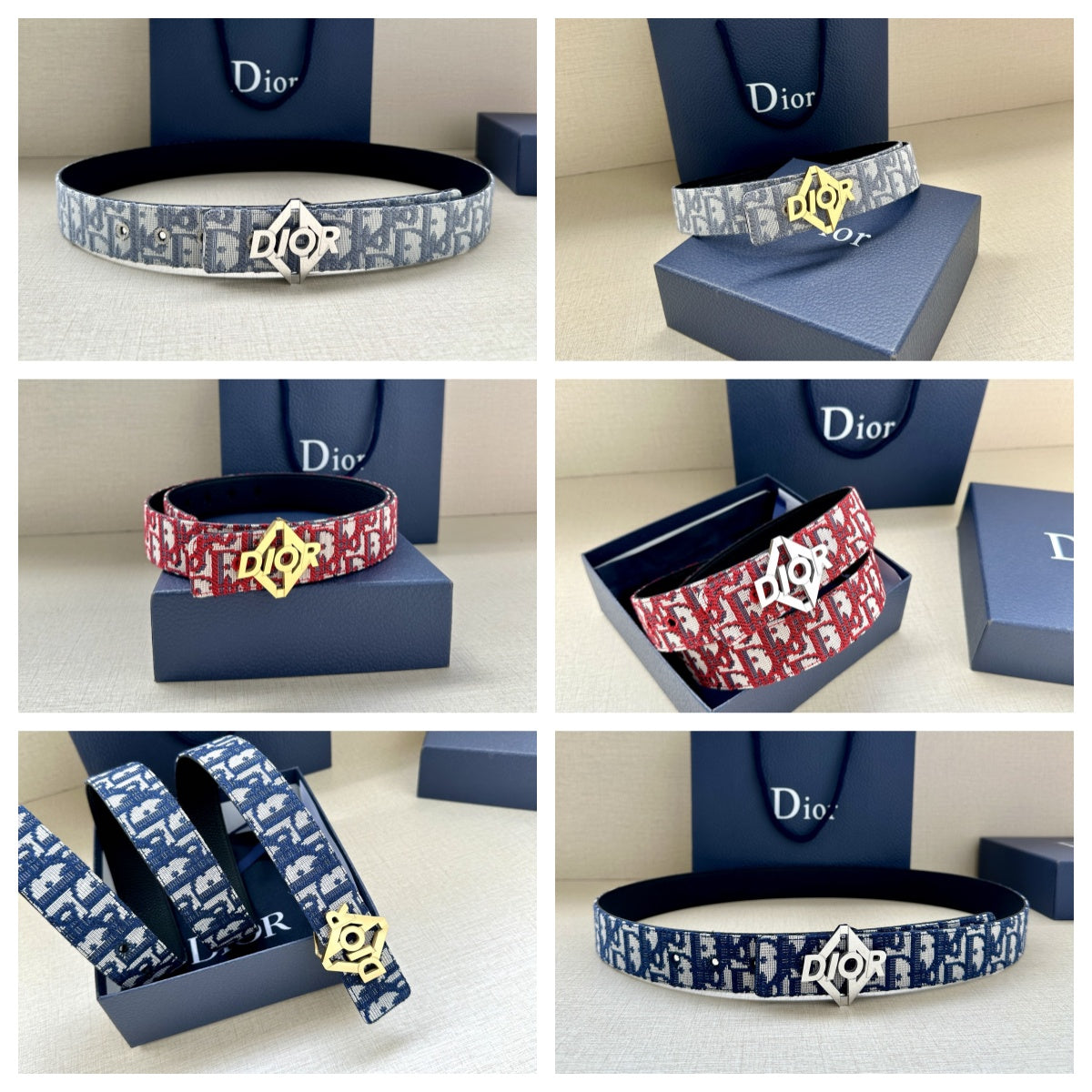 2024 FW new men's gold buckle hollow letter jacquard logo fashionable versatile belt waist belt