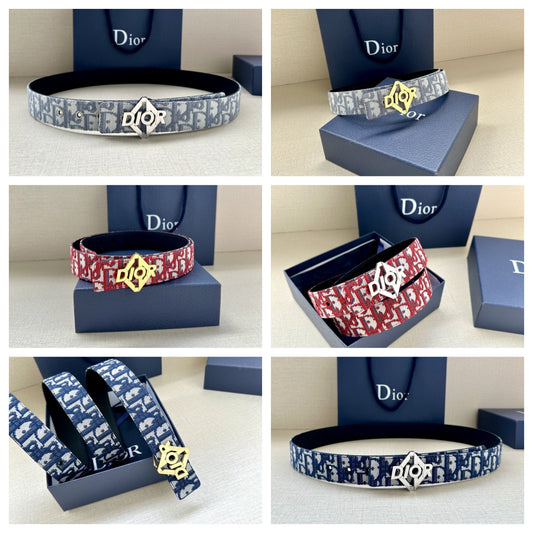 2024 FW new men's gold buckle hollow letter jacquard logo fashionable versatile belt waist belt