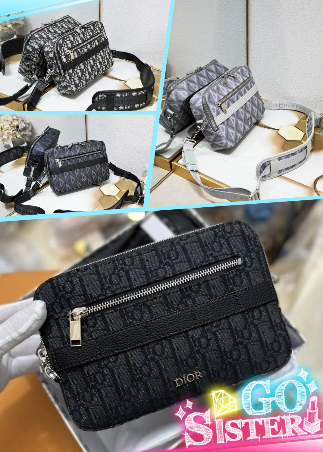 New Men's Postman Bag Double Zipper Camera Bag Retro Cowhide Jacquard Embroidery Shoulder Bag Crossbody Bag Messenger Bag