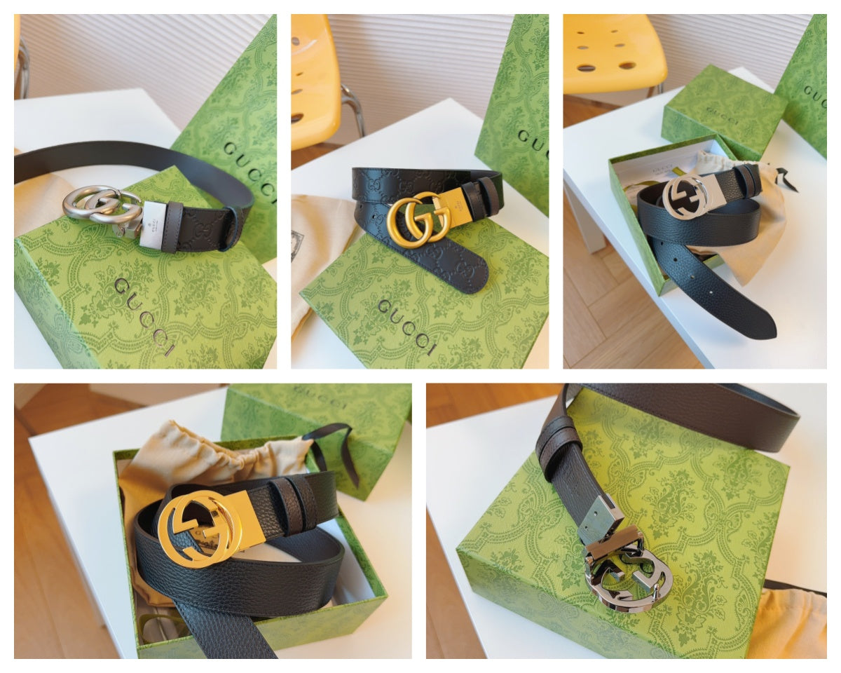 New fashionable and high-end double GG Marmont series men's high-quality double-sided leather belt