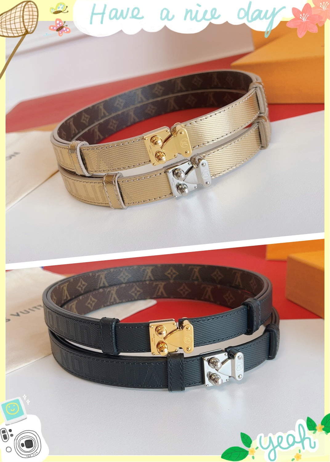New women's double-sided waist belt lock 20mm
