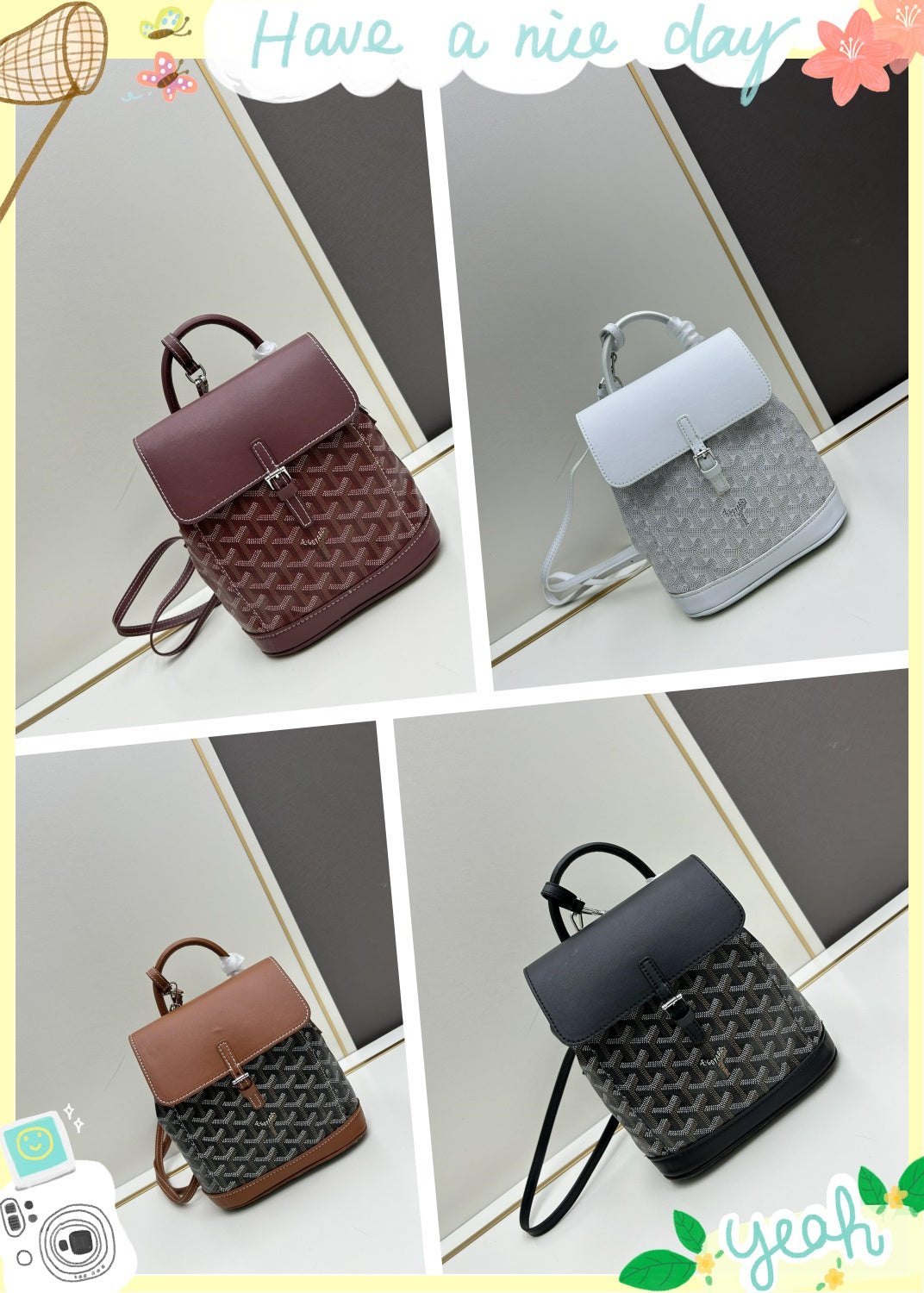 New Fashionable and Stylish Alpin Mini Women's Style Backpack with Old Flower Full Print Leather Backpack, Single Shoulder Crossbody Bag