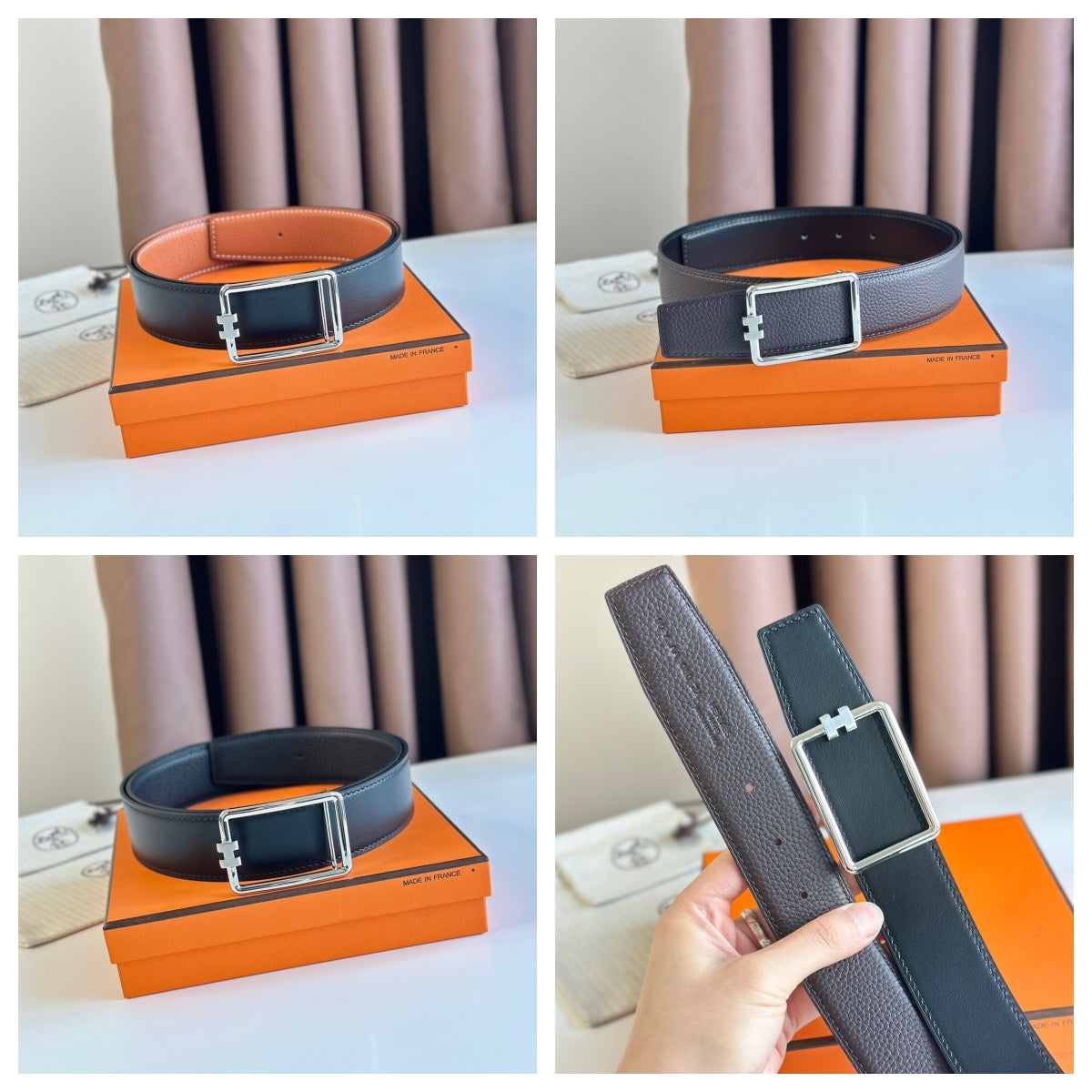 European and American new light luxury versatile H home men's casual double-sided genuine cowhide belt