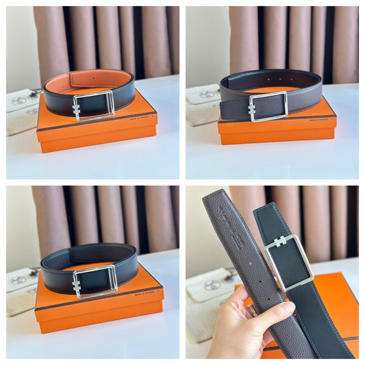 European and American new light luxury versatile H home men's casual double-sided genuine cowhide belt