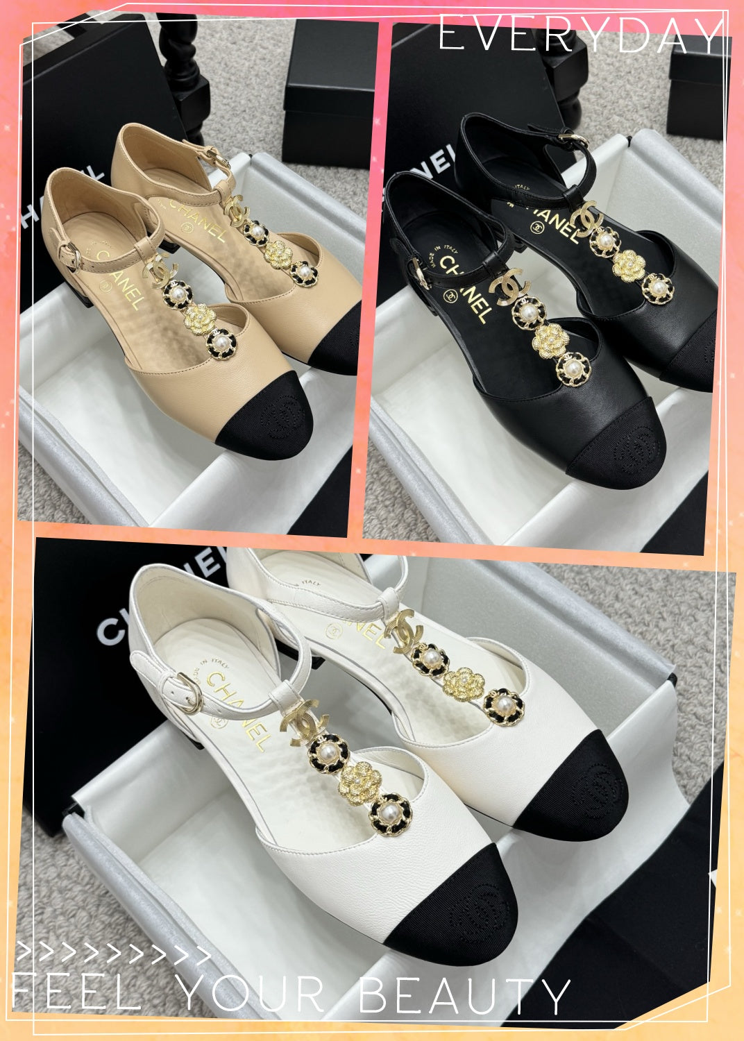 New luxury fashion Double C "logo" ladies high heels 3CM