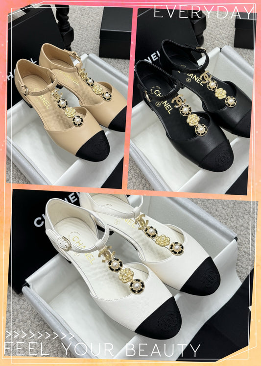 New luxury fashion Double C "logo" ladies high heels 3CM