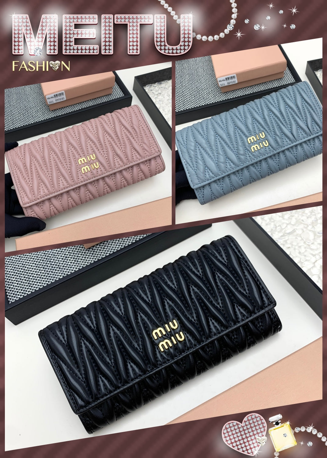 New women's niche light luxury high texture pleated diamond grid long wallet, hand-held bag, card bag