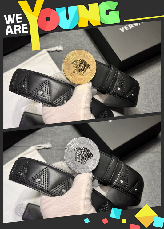 New Light Luxury Versatile La Medusa Men's Buckle Leather Belt and Strap