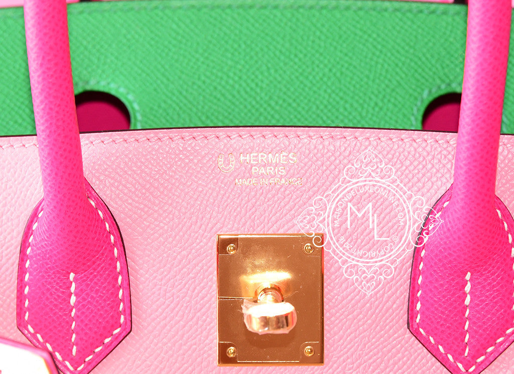 Customized new luxury fashion pink rose, confetti rose, Bambou Epsom Birkin 30 handbag