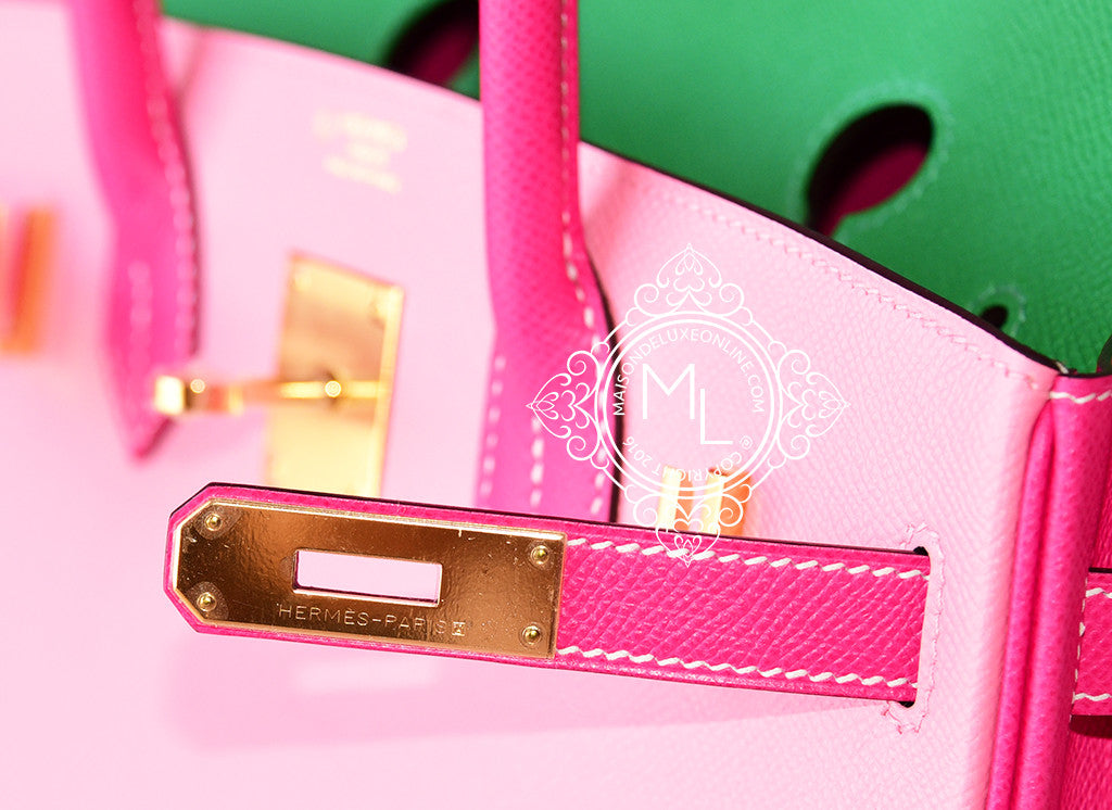 Customized new luxury fashion pink rose, confetti rose, Bambou Epsom Birkin 30 handbag