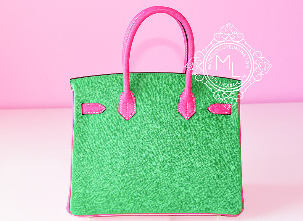 Customized new luxury fashion pink rose, confetti rose, Bambou Epsom Birkin 30 handbag